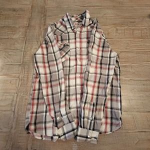 Levi's western cowboy Pearl snap shirt mens medium long sleeve grey plaid cotton